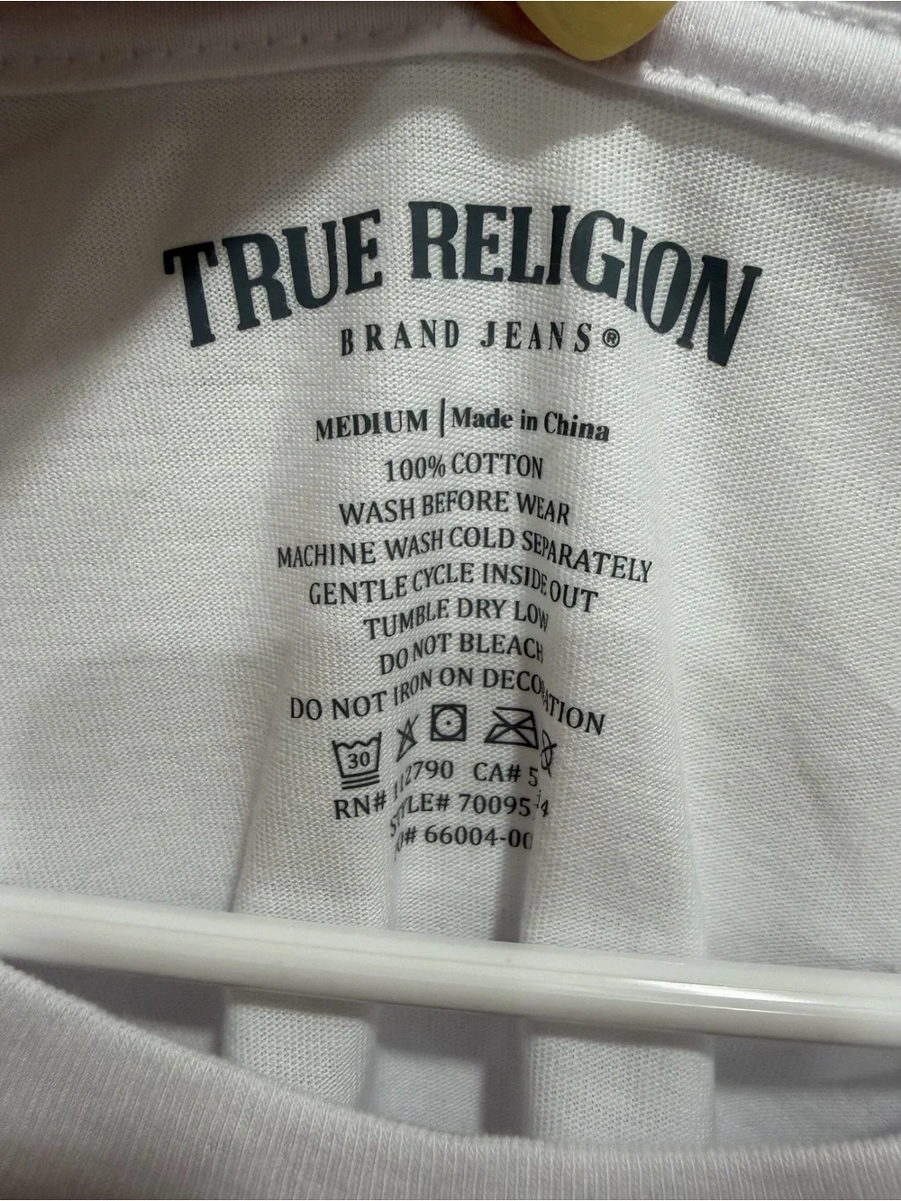 True Religion White Short-Sleeve Tee with Beige and Navy Graphic